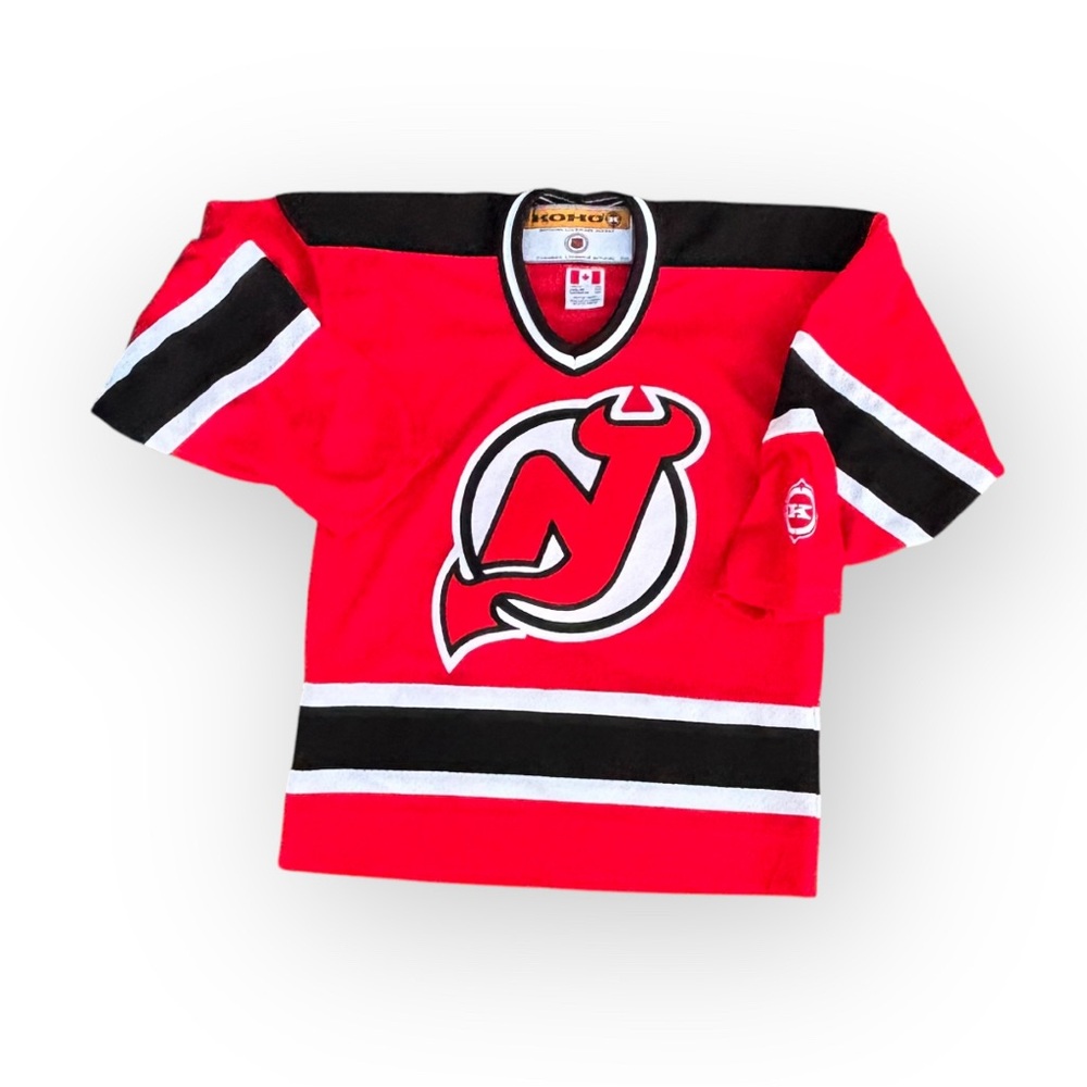 Vintage New Jersey Devils NHL  KOHO Jersey Youth Size S/M Red Black